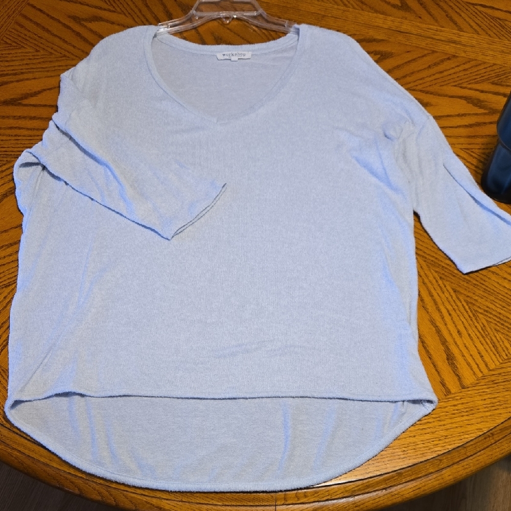 Workshop Republic Clothing Light Blue V-Neck Blouse